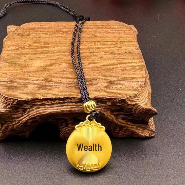 Vietnamesischer Sandgold Buddha Anhänger: Vergoldetes Maitreya Flammen Design