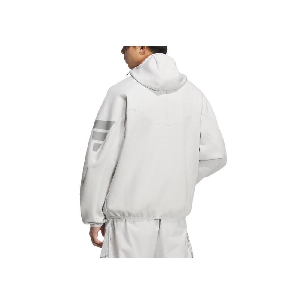 Adidas Men's FOS DK SWT HD Knit Hooded Sweatshirt Light Grey KS3281