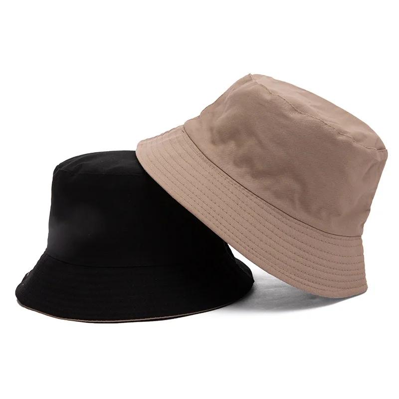 Spring and Summer Cotton Solid Double Sided Bucket Hat Fisherman Outdoor Travel Hat Sun Cap for Men and Women 282
