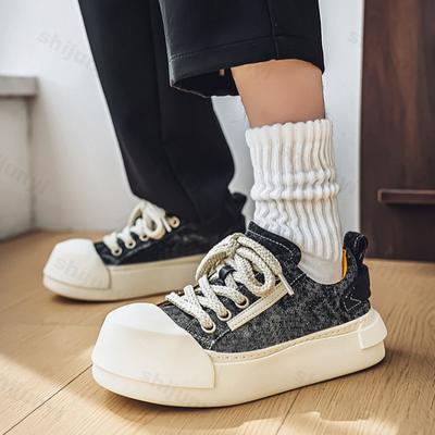 Divat 2025 Tavasz Új Divat Farmer Mintás Férfi Alkalmi Sportcipő Vastag Talpú Lélegző Sokoldalú Cipő Alacsony Szárú Chunky Sneaker