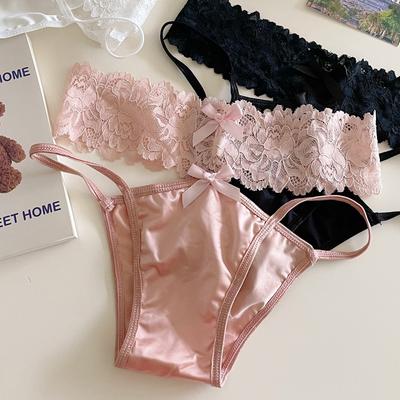 Slip a Triangolo Sexy in Pizzo Intrecciato e Raso per Primavera ed Estate da Donna