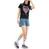 Vans Love Letter Print Round Neck Pullover Short Sleeve T-Shirt Women Tops Black VN000KPEBLK