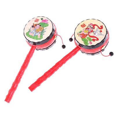 1 ADET Bebek Çocuk Karikatür Plastik Çin Geleneksel Çıngırak Davul Döndürme Eğlenceli Oyuncaklar El Zili Müzik Oyuncakları