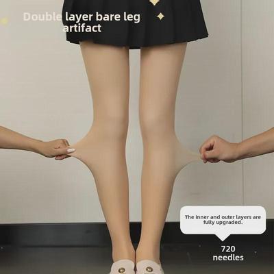 Upgraded Double-Layer Nude Velvet Leggings - 720 Needle Thin Flesh-Colored Stockings for Autumn/Winter
