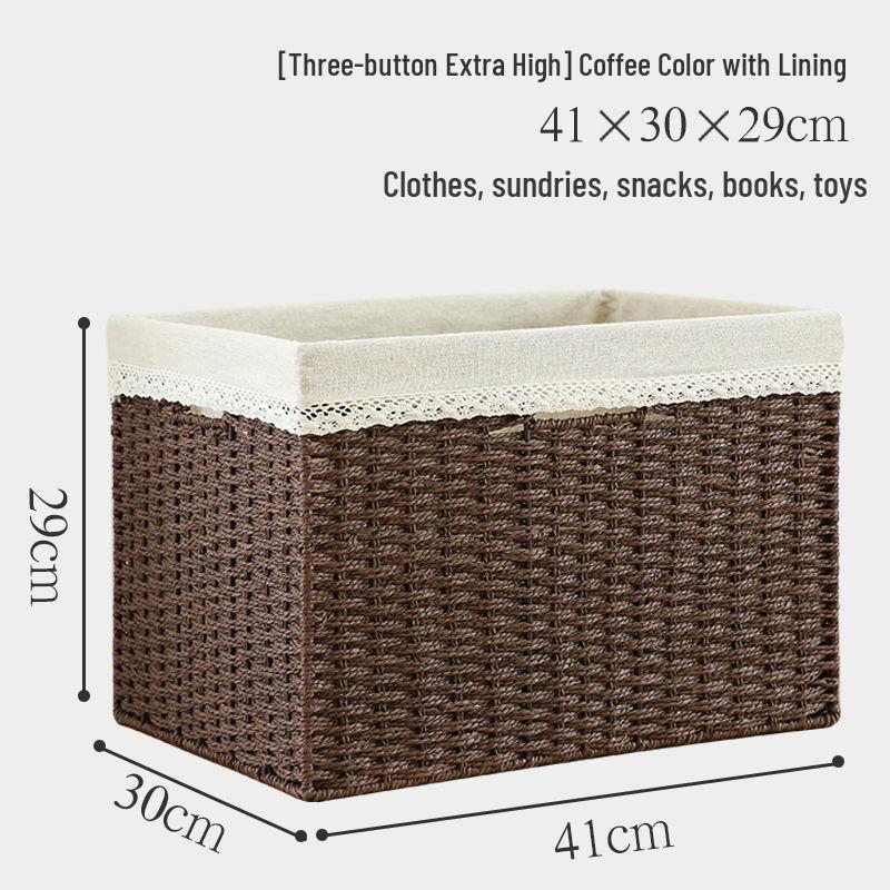 Japanese Style Large Rattan Storage Basket for Clothes, Toys, and Snacks