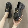 Platform thick heel small leather shoes British style new spring single shoes black