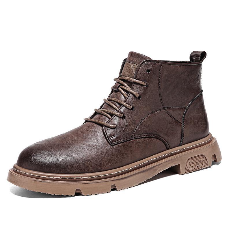 Martin Boots Men's High-top New Leather Boots British Style Casual Leather Shoes Autumn and Winter Student Outdoor Locomotive Boots