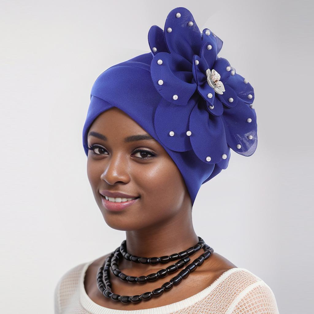 Elegant African Lady Head Wraps Nigeria Party Headwear Wedding Headtie Big Flower Turban Cap for Women 2026 New Gift