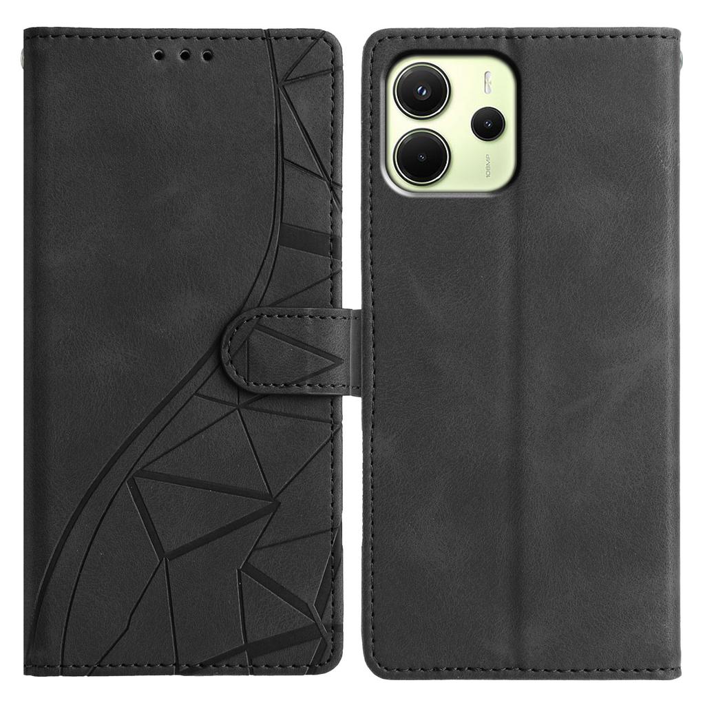 For Xiaomi Redmi Note 14 4G (163.25mm) Case Wallet Stand Imprinted Triangle Pattern Leather Phone Flip Cover