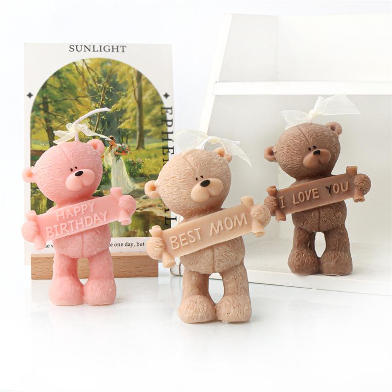 3D Love Heart Teddy Bear Silicone Mold DIY Animal Gypsum Epoxy Resin Handmade Soap Animal Mould Holiday Party Gifts Home Decor