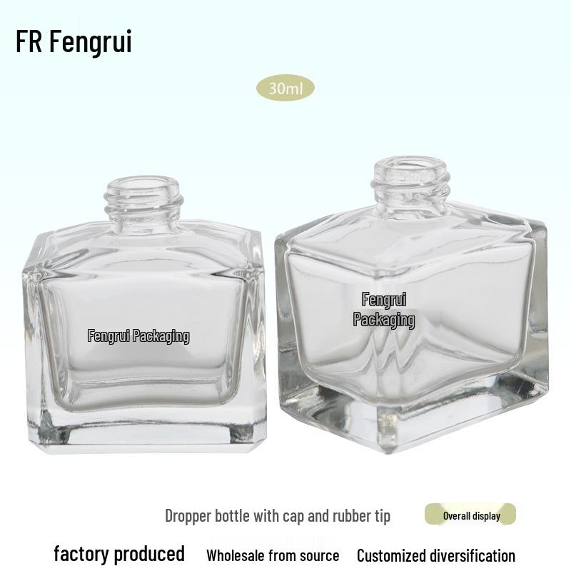 30ml Four Seasons Aurora Essence Oil Bottle with Rubber Dropper and Square Glass Design