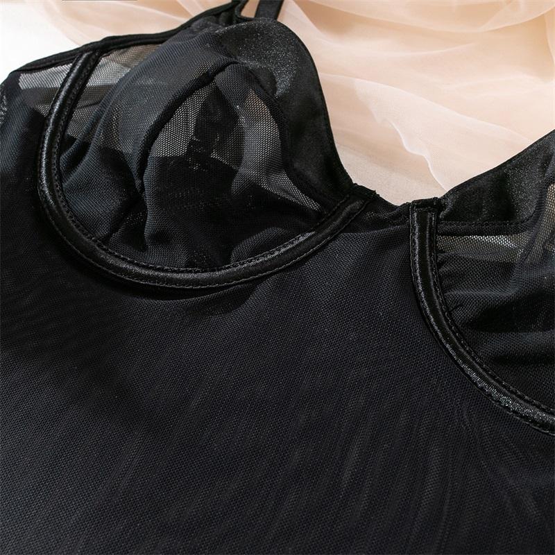 Aduloty Women Sexy Lingerie Erotic Bodysuit Perspective Minimalist Basic Slim Fit Hip Lifting Glove Matching Underwear Set