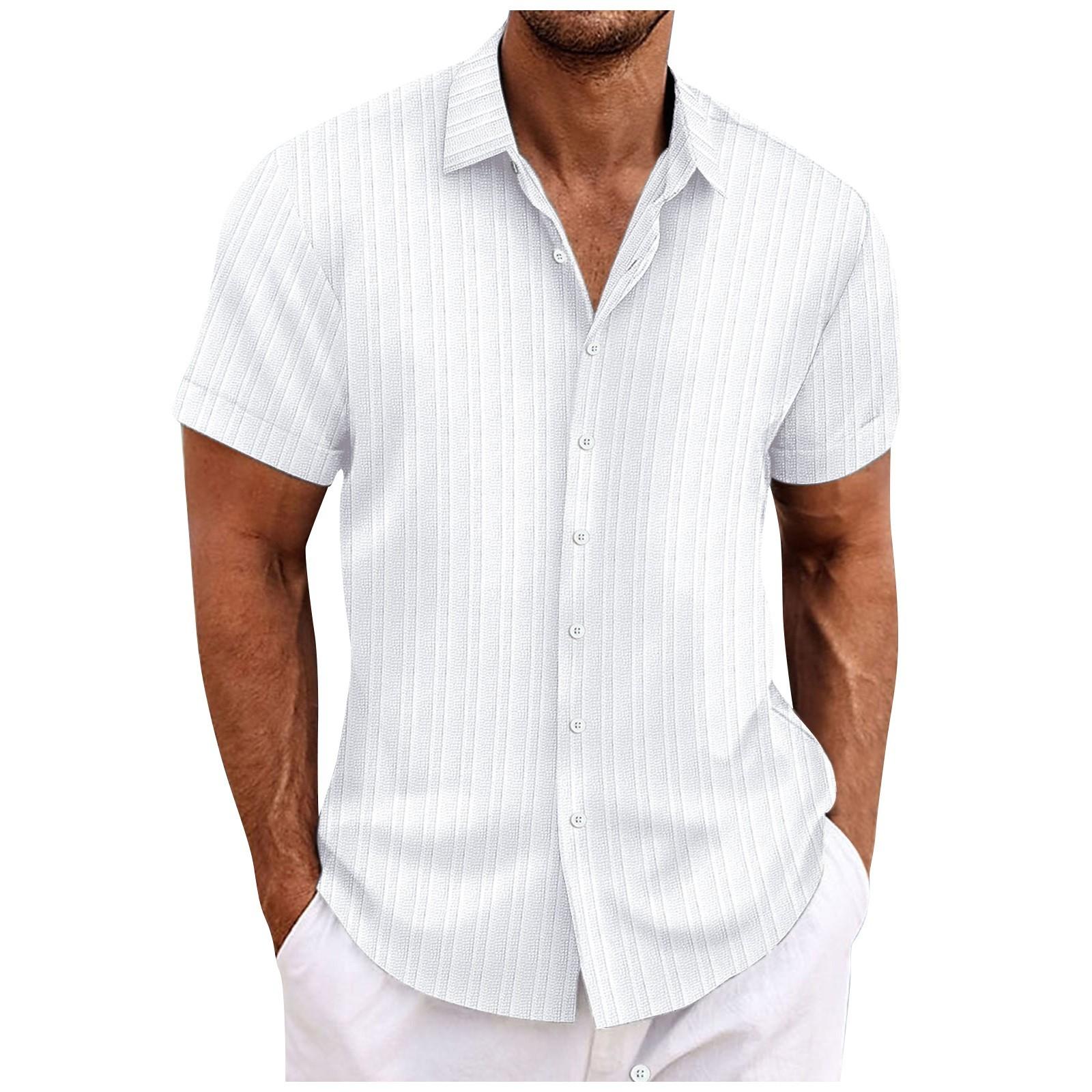 

Чоловіча літня нова сорочка з коротким рукавом і вільним принтом. Пляжна сорочка XL білий