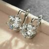 Silver Six Prong Round Solitaire CZ Leverback Earrings Brilliant Cut Crystal Huggie Earrings Women Classic Daily Jewelry
