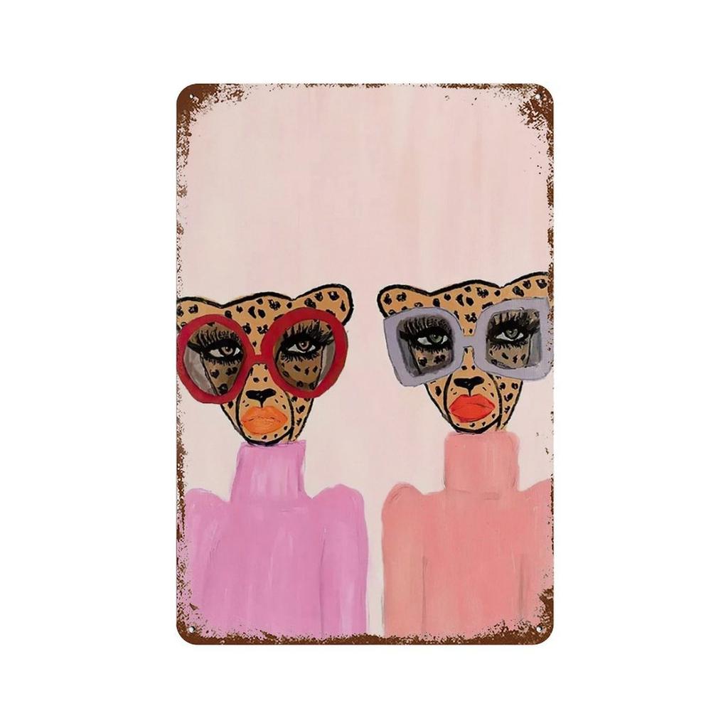 Vintage Metal Posters Signs Abstract Ancient Egypt Snake Leopard Posters Colorful Animal Wall Art Decor for Living Room Home Bar