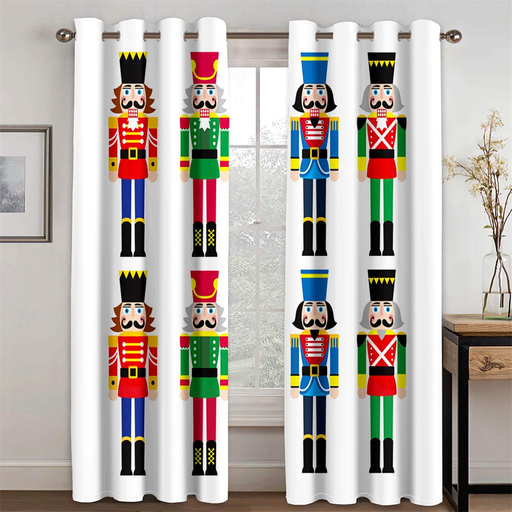 Świąteczne Kreskówkowe Anime Zasłony Przeciwsłoneczne Świąteczny Dziadek do Orzechów Zasłony Okienne do Sypialni Salonu Kuchni Na Kotary Okienne