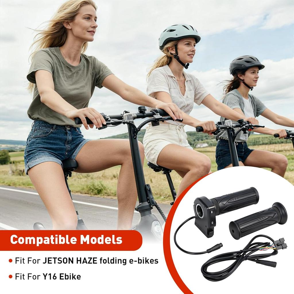 48V Electric Bike Throttle Grip with LCD Voltage Display & Cruise Control, Replacement for Jetson Haze Folding Ebike, DYU Y16 Electric Bicycle, 6-Pin