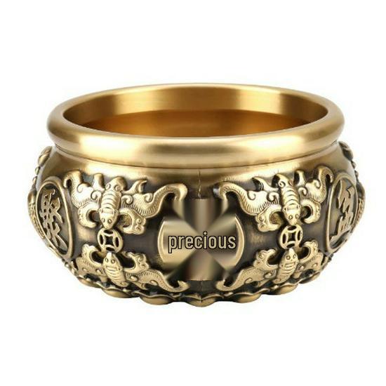 Solid Pure Copper Eight Blessings Treasure Pot for Wealth Attraction - Chinese Style Tabletop Ornament