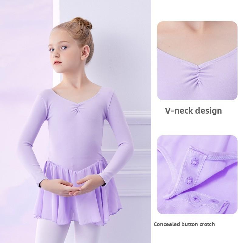 Kids Dance Costumes For Practice With Soft Cotton Fabric And Butterfly Detail