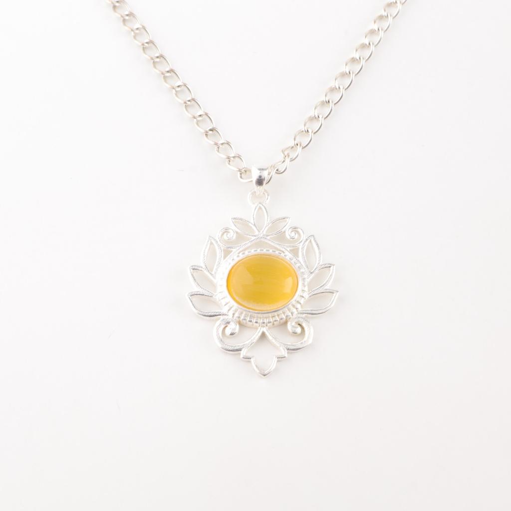 Yellow Cat's Eye Gemstone 925 Stamped Silver Jewelry Handcrafted Women Pendant CP-1-42