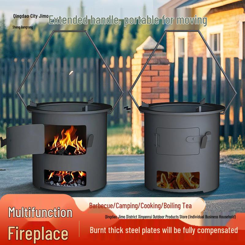 Portable Outdoor Firewood Stove: Multi-Functional and Thickened for Camping, Picnics, and Tea Brewing