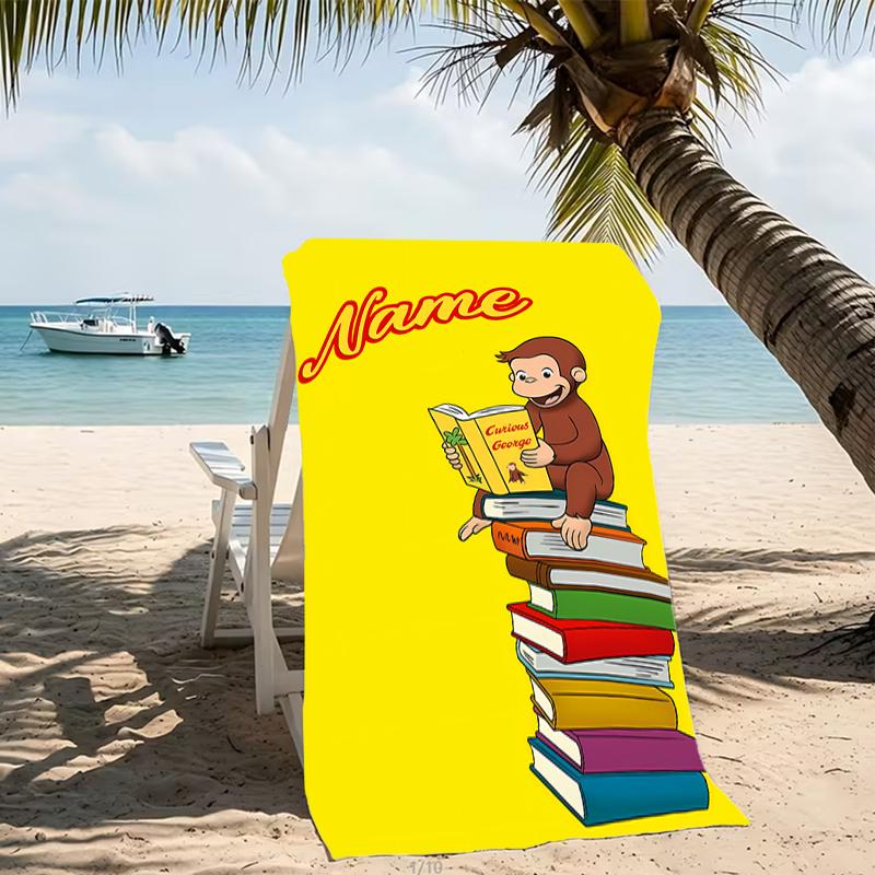 Customizable Personalized Beach Towels Curious George Themed designs.Suitable for the Beach, Yoga, Sports;ideal As Beach Accessories