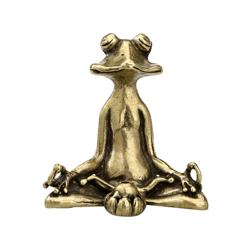 1 Stück Vintage Messing Meditation Zen Statue Schmuckstück Kupfer Tier Skulptur Heim Schreibtisch Dekoration Tee Haustier