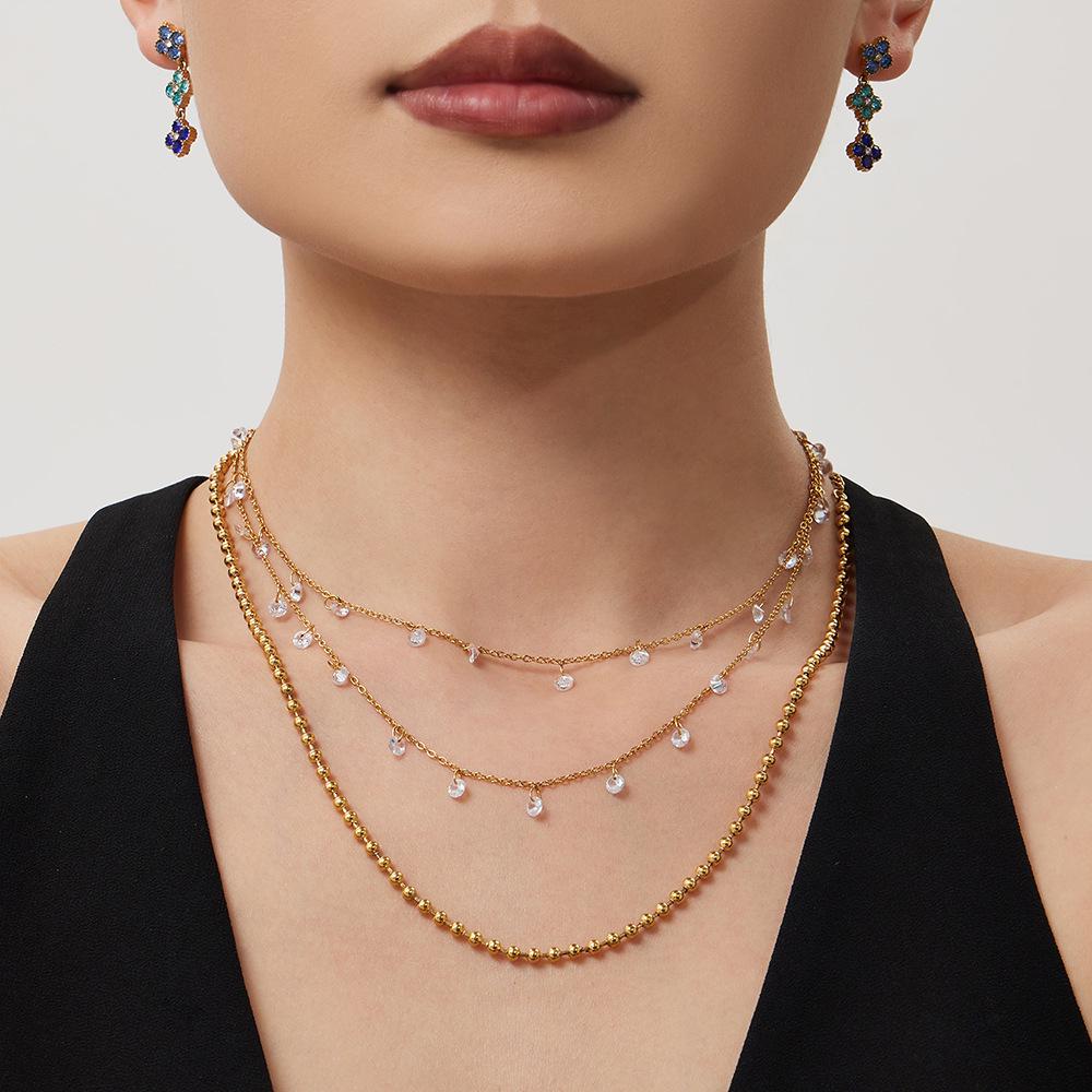 European American Luxury 18K Gold-Plated Zirconia Necklace & Bracelet Set