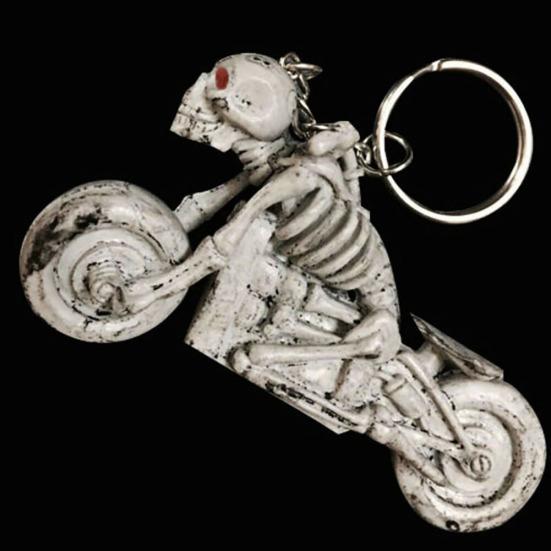 Fashion Cool Motorcycle Skull Bag Charm Key Ring Rubber Keyring Gift Key Chain