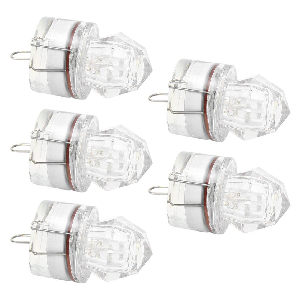 5Pcs Fishing Lure Light Diamond Shape LED Corrosion Resistance Auto Open Flashing Bass Lure Light White