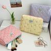 Large Capacity Plaid Quilted Cosmetic Bag with Bowknot - High-End, Stylish, Portable Storage Solution