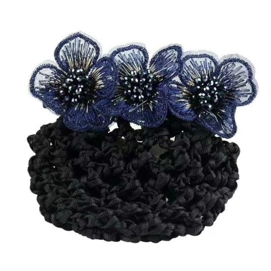 Nurse Hair Snood Flower Decor Fishnet Hollow Out Anti-slip Elastic Hair Decoration OL Style Airline Stewardess Waitress Hair Snood Women Head