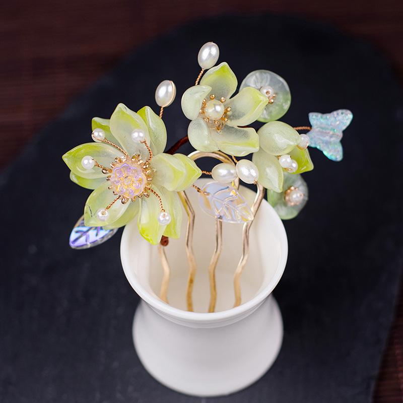 U Shape Peony Hairpin For Women Vintage Chinese Style Flower Hair Stick Handmade Metal Jewelry Hair Accessory Hanfu Hair Comb