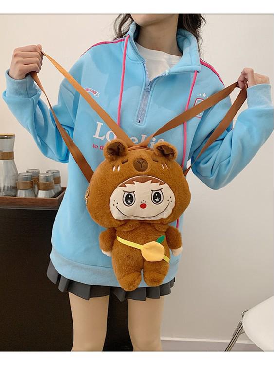 Bubble Rabbit Labubu Plush Toy Backpack - Cartoon Shoulder Bag for Girls, Cute Cross-body Gift