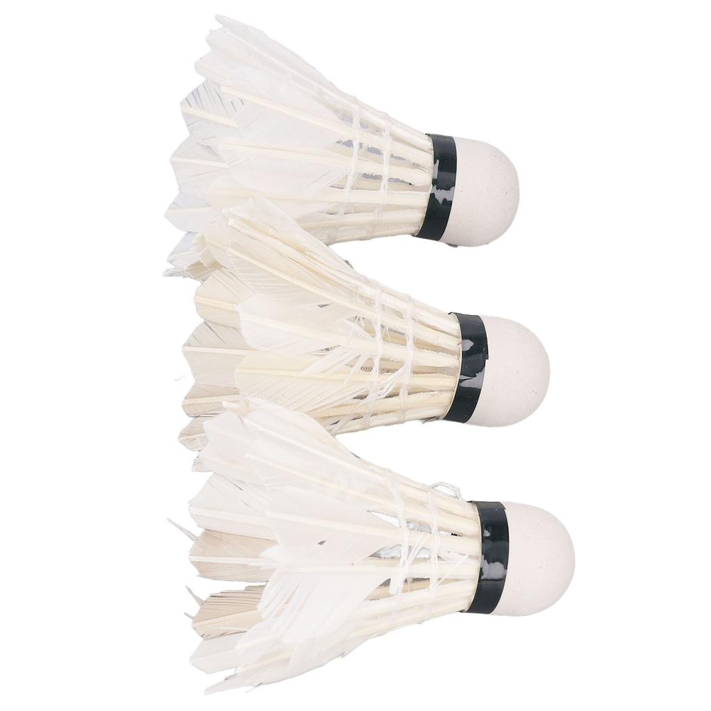 3pcs Goose Feather Badminton Professional Stable Durable White Shuttlecocks for Indoor Outdoor Sports