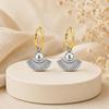 Fashionable Two-Tone Fan Pendant Earrings - French Light Luxury Retro Stainless Steel Ear Hoops Studs