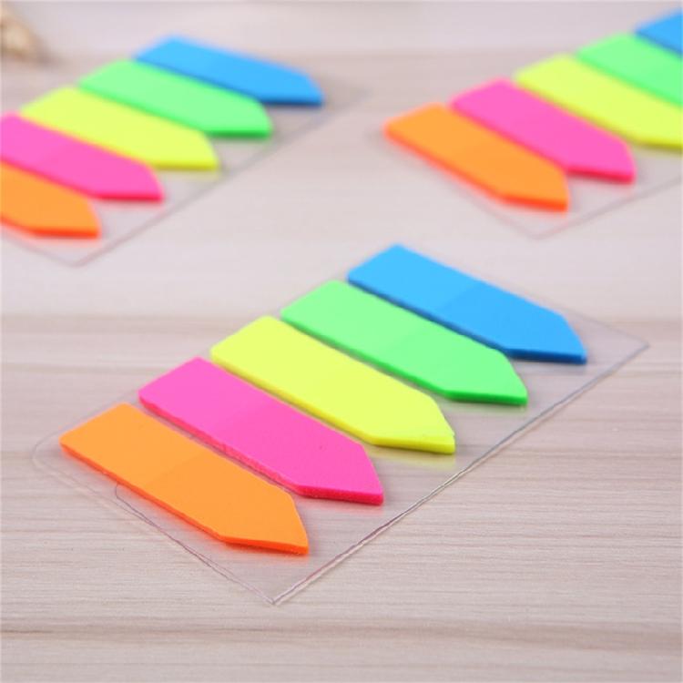 Fluorescent Color Adhesive PET Label Writable Adhesive Page Marker Repositionable File Label for Notebook Planner