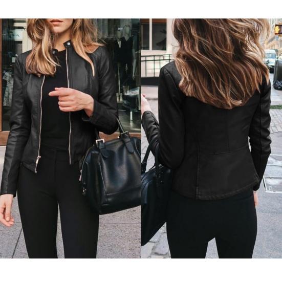 Women's Flight Jacket Short Thin Jacket Stand Collar Zipper Outwear Office Lady Casual Coat for Street Daily Vacation