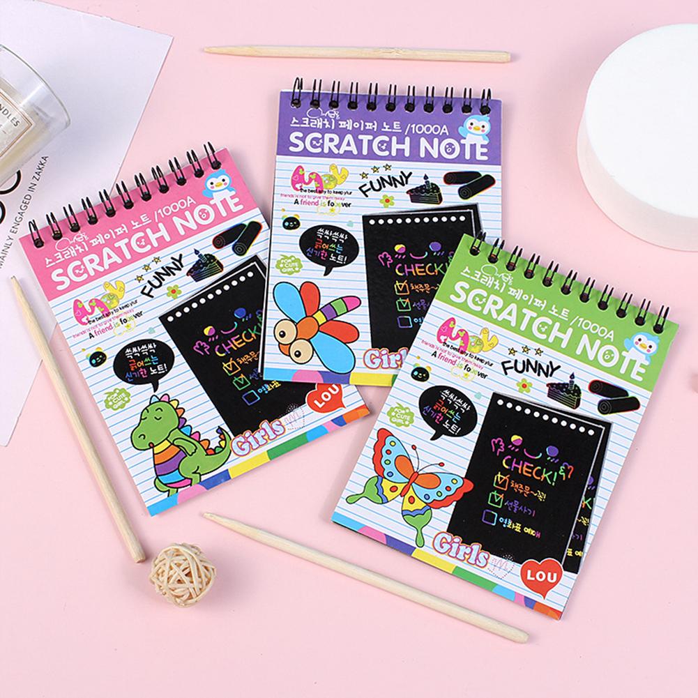 Children Scratch  Arts  Drawing  Paper Creative Colorful Graffiti Fun Diy Coils Painting Book For Party Favor Activities Game Gifts