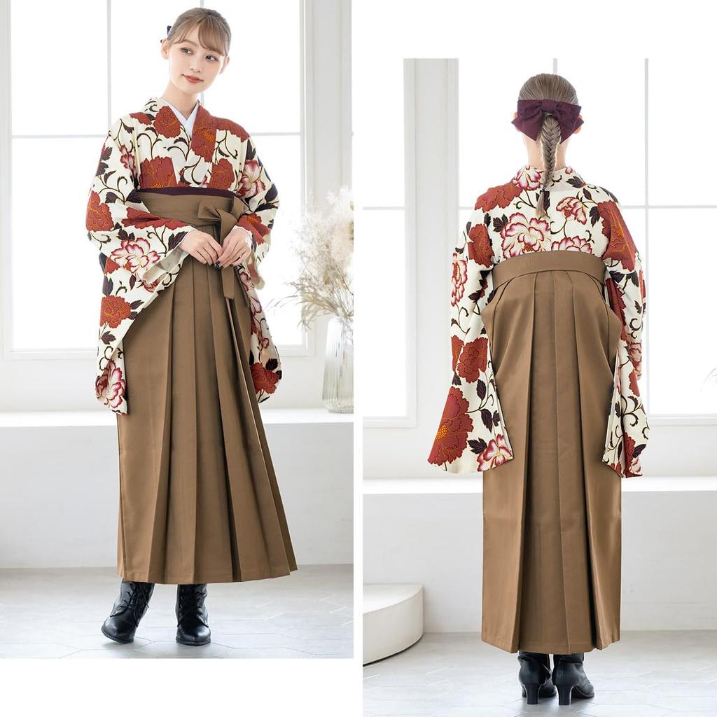 [SOUBIEN] Набір з 4 предметів hakama Soubien (Кімоно з довгими рукавами Хакама Нагаджубан Обід) Жіноча церемонія випуску M 2 сяку 4 соня (91 см) Півонія та Квітковий