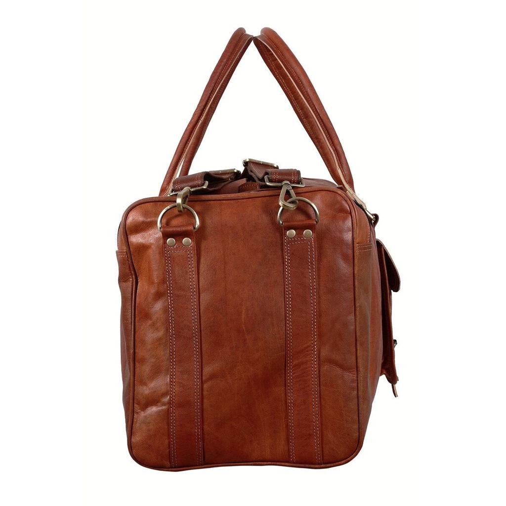 Leather Weekender Bag | Handmade Goat Leather Duffle Bag for Men and Women | Vintage Travel Carry-On Gym Bag