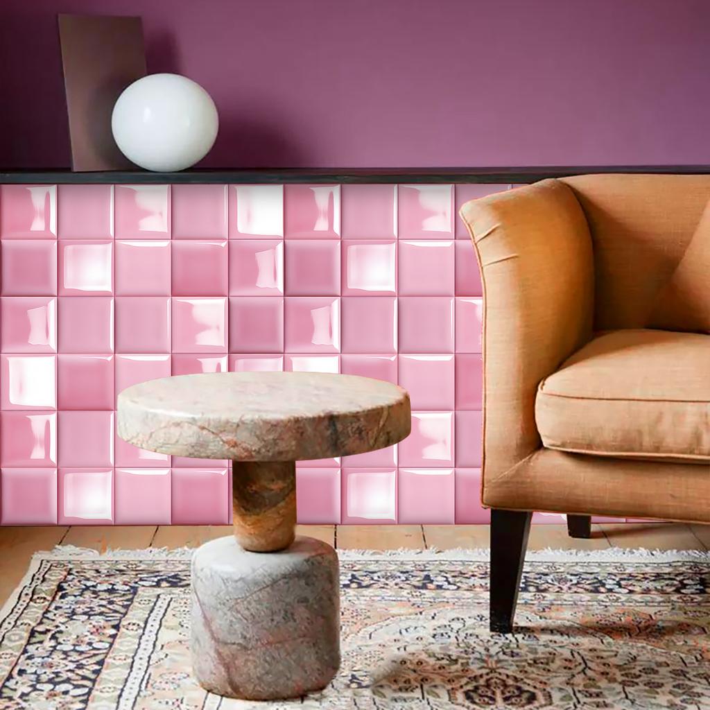 10Pcs Luxury Pink Brick Wall Stickers Imitation Brick Bedroom Decoration Waterproof Self Adhesive Tile Wallpaper Kitchen Cupboard Decor