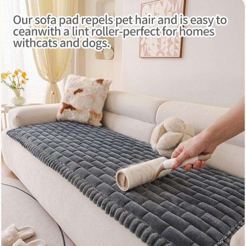 Light Luxury Style Sofa Cushion Milk Velvet 1-piece Straight Row Anti Slip Short Plush Couch Cushion Machine Washable Autumn Winter Seat Mat Pad