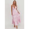 Women's V Neck Sleeveless A-Line Maxi Dress High Waist Tiered Ruffled Summer Dress