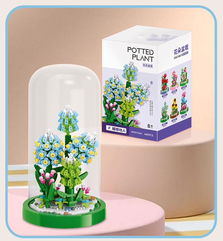 Plant Exhibition Booth Mini Block Flower Building Brick Rose Lily Lotus Hyacinth Sunflower Carnation Bonsai Toys For Gilr Gift