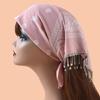 Cashew Flower Print Bandana for Adult Unisex Glittering Crystal Tassesls Head Scarf Neckerchief for Music Festival Party