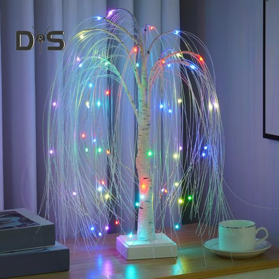 LED-Baumlicht für den Innenbereich mit Fernbedienung, sanftes Leuchten, realistisch aussehendes USB-/batteriebetriebenes RGB-Baumlicht, Nachttischlampe, Dekor