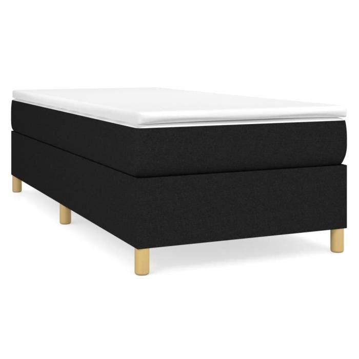 3144492 vidaXL Lit à sommier tapissier avec matelas Noir 90x200 cm Tissu