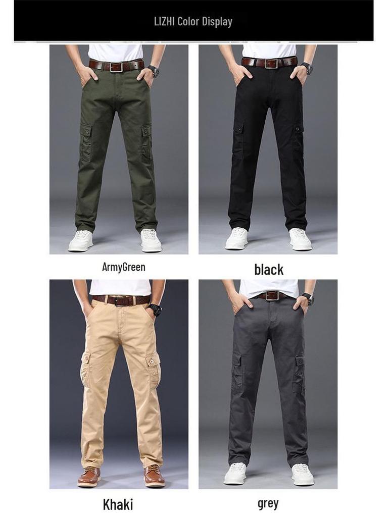 2022 Herren Cargohose aus reiner Baumwolle: Locker, Strapazierfähig, Verschleißfest, Gerades Bein Militär-Arbeitskleidung