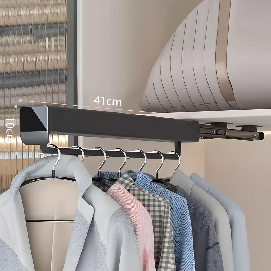 Metal Extendable Slide Rail Black Garment Rack For Space Efficient Storage Solution